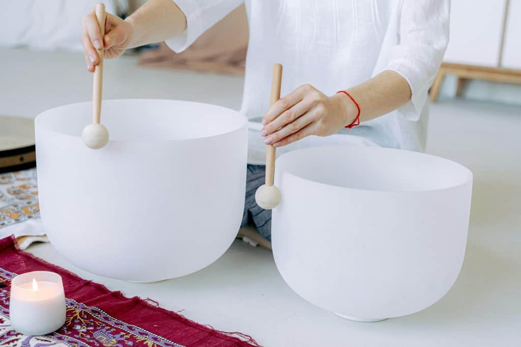 Sound healing with crystal singing bowls